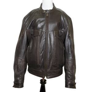 Vintage Brown Leather Motorcycle Jacket SZ Large